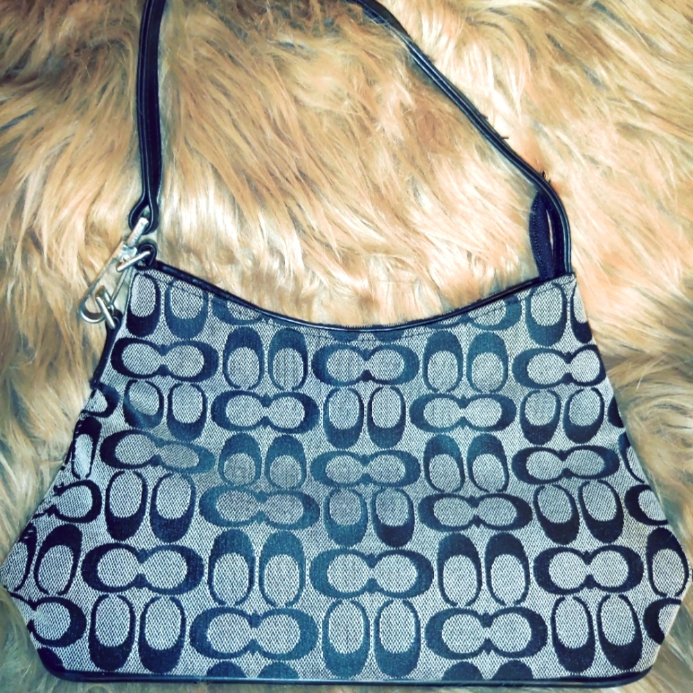 Coach Signature Jacquard Shoulder Bag in Black
